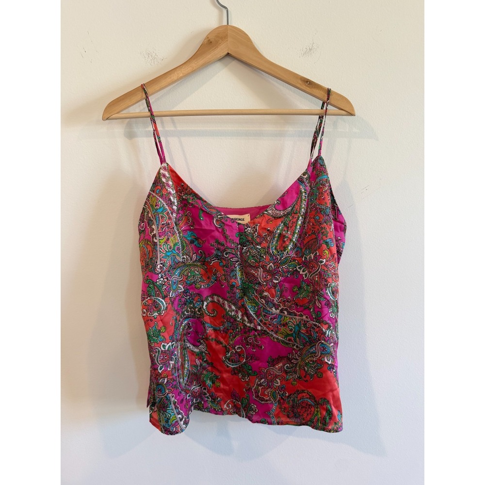 L'AGENCE Paisley Print Lined 100% Silk Cami Tank Top Size Medium M Pink